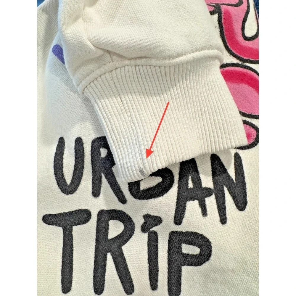 ZARA Size 9 Oversized Cream Hoodie Lovely Fun Club Urban Trip Unisex Kidcore